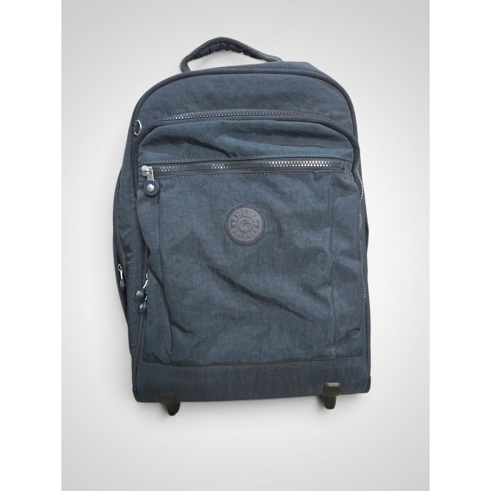 Kipling Rolling Backpack Navy Blue Nylon Wheeled Travel School Bag